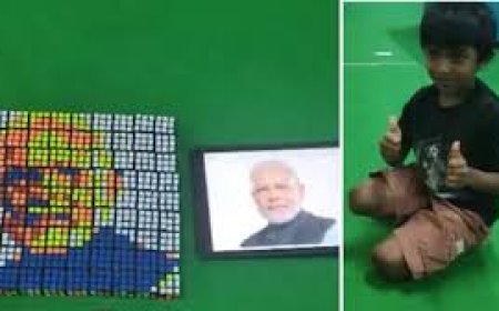 6 साल के विधात का कमाल: रूबिक क्यूब से बनाई पीएम मोदी की तस्वीर