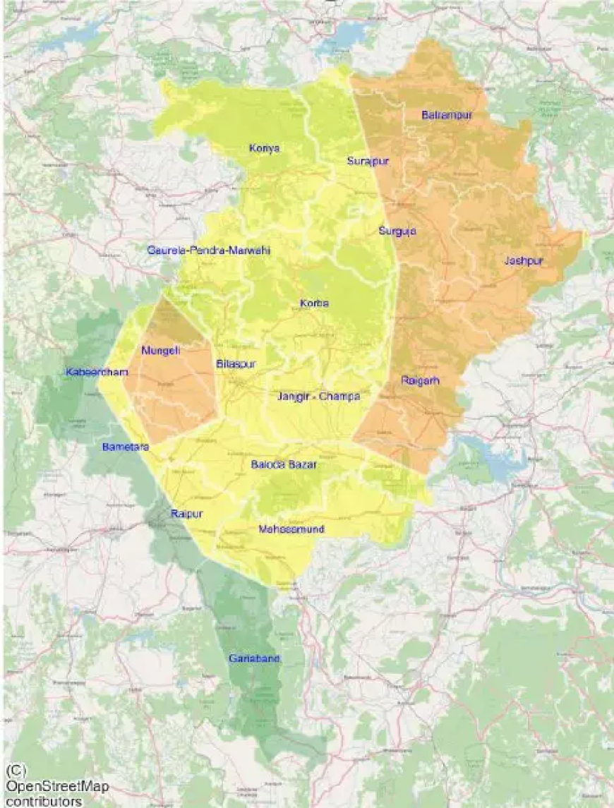 छत्तीसगढ़ में भारी बारिश का अलर्ट, कई जिलों में येलो वार्निंग जारी