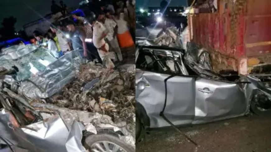 भीषण सड़क हादसा : पांच कारोबारियों की मौत,कार ने चलते ट्रक को मारी टक्कर